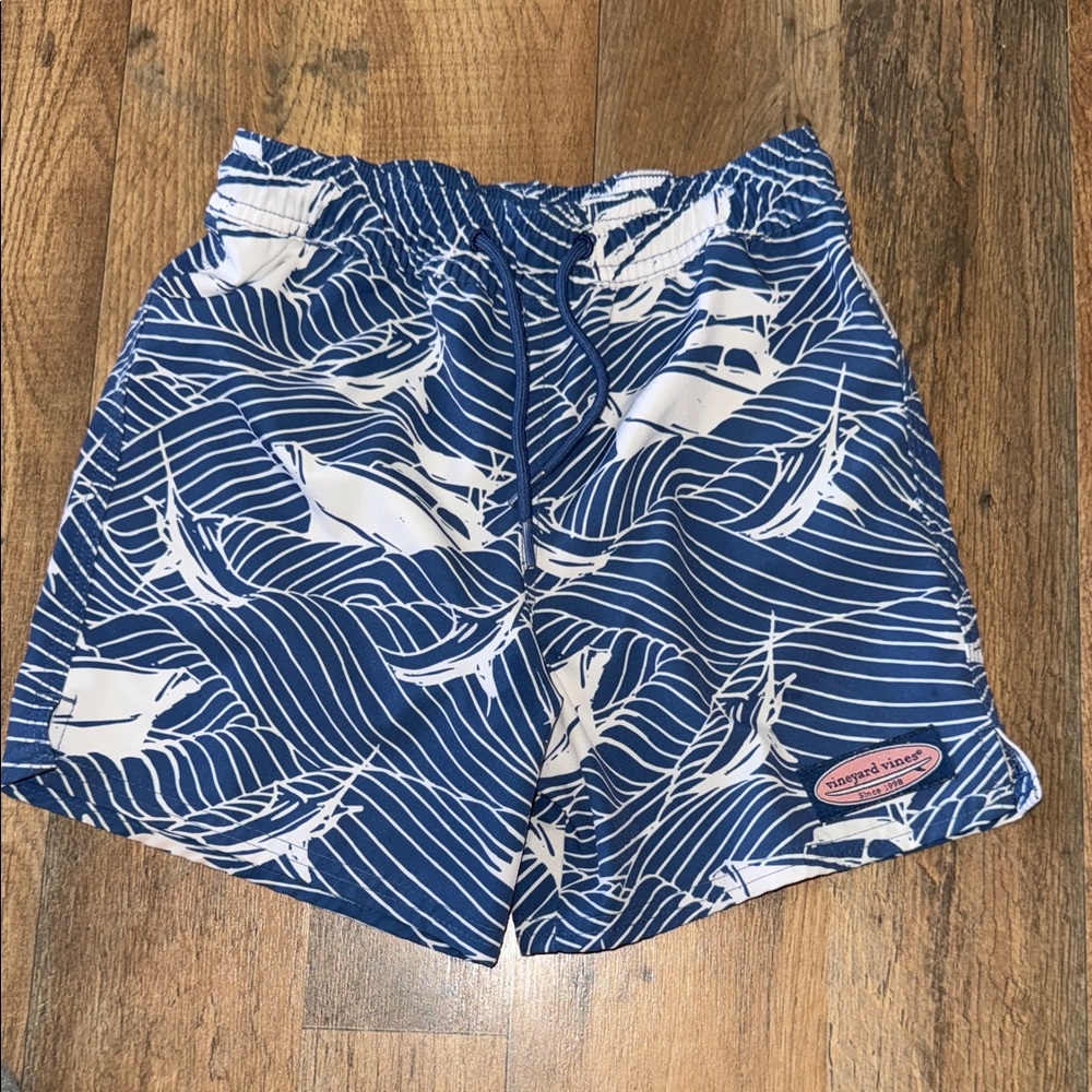 Vineyard Vines Blue & White Sailboat Swim Trunks 6